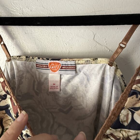 Weavers Girl Camisole Top M Boho Floral Lace Trim Y2K Retro Tank Top Babydoll - Picture 4 of 8